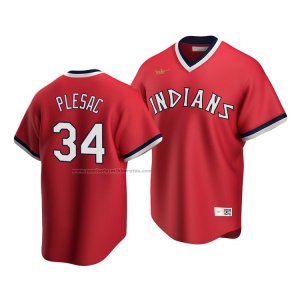 Camiseta Beisbol Hombre Cleveland Indians Zach Plesac Cooperstown Collection Road Rojo