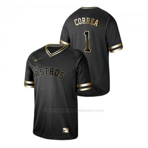 Camiseta Beisbol Hombre Houston Astros Carlos Correa 2019 Golden Edition Negro