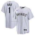 Camiseta Beisbol Hombre Colorado Rockies NO 1 Dad Primera Replica Blanco
