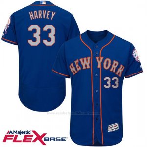 Camiseta Beisbol Hombre New York Mets Matt Harvey 33 Flex Base Autentico Coleccion Jugador