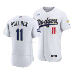 Camiseta Beisbol Hombre Los Angeles Dodgers A.j. Pollock 2021 Gold Program Autentico Blanco Oro