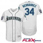 Camiseta Beisbol Hombre Seattle Mariners 34 Felix Hernandez Blanco 2017 Flex Base