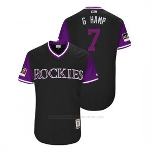 Camiseta Beisbol Hombre Colorado Rockies Garrett Hampson 2018 Llws Players Weekend G Hamp Negro