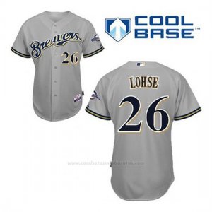 Camiseta Beisbol Hombre Milwaukee Brewers Kyle Lohse 26 Gris Cool Base