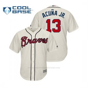Camiseta Beisbol Hombre Atlanta Braves Ronald Acuna Jr. Cool Base Cream