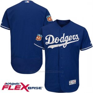 Camiseta Beisbol Hombre Los Angeles Dodgers Blank Azul Flex Base Autentico Coleccion Entrenamiento de Primavera
