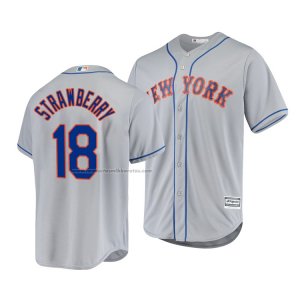 Camiseta Beisbol Hombre New York Mets Darryl Strawberry Cool Base Road Gris