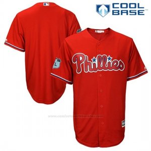 Camiseta Beisbol Hombre Philadelphia Phillies Scarlet 2017 Entrenamiento de Primavera Cool Base