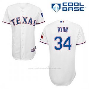 Camiseta Beisbol Hombre Texas Rangers Nolan Ryan 34 Blanco 1ª Cool Base