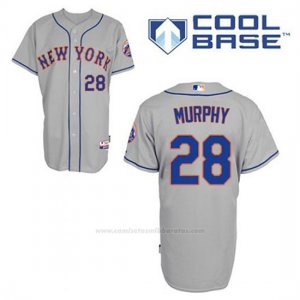 Camiseta Beisbol Hombre New York Mets Daniel Murphy 28 Gris Cool Base