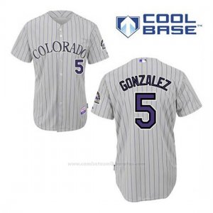 Camiseta Beisbol Hombre Colorado Rockies Carlos Gonzalez 5 Gris Violeta Cool Base