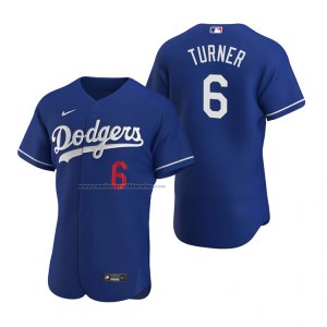 Camiseta Beisbol Hombre Los Angeles Dodgers Trea Turner Autentico Alterno Azul