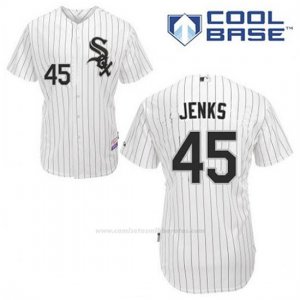 Camiseta Beisbol Hombre Chicago White Sox 45 Bobby Jenks Blanco 1ª Cool Base