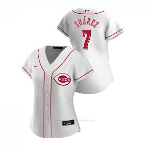 Camiseta Beisbol Mujer Cincinnati Reds Eugenio Suarez 2020 Replica Primera Blanco