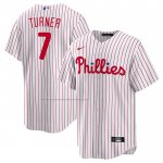 Camiseta Beisbol Hombre Philadelphia Phillies Trea Turner Primera Replica Blanco