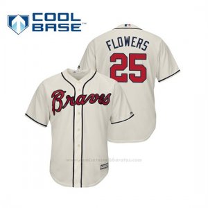 Camiseta Beisbol Hombre Atlanta Braves Tyler Flowers Cool Base Majestic Alternato 2019 Crema