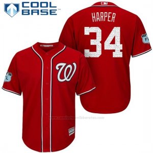 Camiseta Beisbol Hombre Washington Nationals Bryce Harper Scarlet 2017 Entrenamiento de Primavera Cool Base Jugador