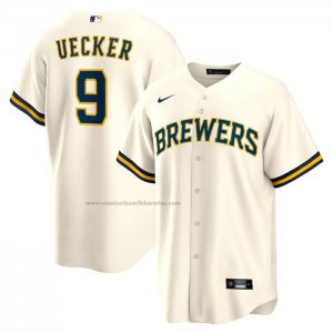 Camiseta Beisbol Hombre Milwaukee Brewers Bob Uecker Retired Primera Replica Crema Camiseta Beisbol Hombre Milwaukee Brewers Bob Uecker Retired Primera Replica Crema