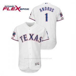 Camiseta Beisbol Hombre Texas Rangers Elvis Andrus 150th Aniversario Patch Final Season Stadium Patch Blanco