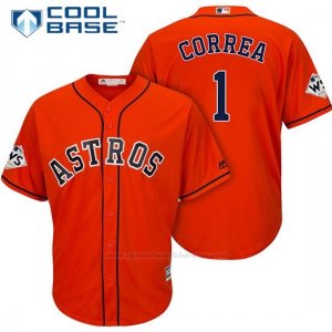 Camiseta Beisbol Hombre Houston Astros 2017 World Series Carlos Correa Naranja Cool Base