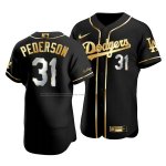 Camiseta Beisbol Hombre Los Angeles Dodgers Joc Pederson Golden Edition Autentico Negro