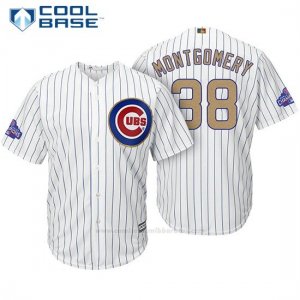 Camiseta Beisbol Hombre Chicago Cubs 38 Mike Montgomery Blanco Oro Program Cool Base
