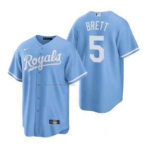 Camiseta Beisbol Hombre Kansas City Royals George Brett 5 Replica Alterno Azul