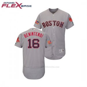 Camiseta Beisbol Hombre Boston Red Sox Andrew Benintendi 2018 Stars & Stripes Flex Base Gris