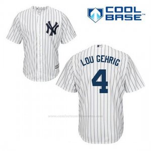 Camiseta Beisbol Hombre New York Yankees Lou Gehrig 4 Blanco 1ª Cool Base