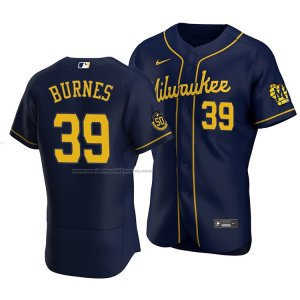 Camiseta Beisbol Hombre Milwaukee Brewers Corbin Burnes Autentico Alterno Azul