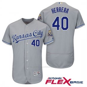 Camiseta Beisbol Hombre Kansas City Royals Kelvin Herrera Gris 50th Season Flex Base
