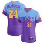 Camiseta Beisbol Hombre Colorado Rockies Ryan McMahon 2025 City Connect Elite Azul Violeta