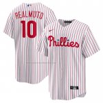 Camiseta Beisbol Hombre Philadelphia Phillies JT Realmuto Primera Replica Blanco Rojo