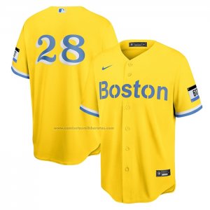 Camiseta Beisbol Hombre Boston Red Sox J.D. Martinez City Connect Replica Oro