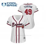 Camiseta Beisbol Mujer Atlanta Braves Julio Teheran 2019 Postseason Cool Base Blanco