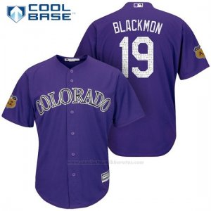 Camiseta Beisbol Hombre Colorado Rockies Charlie Negromon 19 Violeta 2017 Entrenamiento de Primavera Cool Base Jugador