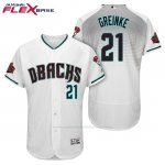 Camiseta Beisbol Hombre Arizona Diamondbacks 21 Zack Greinke Blanco Aqua 1ª 20 Aniversario Flex Base