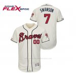 Camiseta Beisbol Hombre Atlanta Braves Dansby Swanson 150th Aniversario Patch Autentico Flex Base Crema