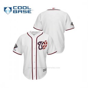 Camiseta Beisbol Hombre Washington Nationals 2019 World Series Champions Cool Base Alternato Blanco