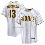 Camiseta Beisbol Hombre San Diego Padres Manny Machado Primera Replica Blanco Camiseta Beisbol Hombre San Diego Padres Manny Machado Primera Replica Blanco