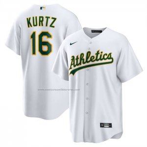 Camiseta Beisbol Hombre Oakland Athletics Nick Kurtz Primera Replica Blanco