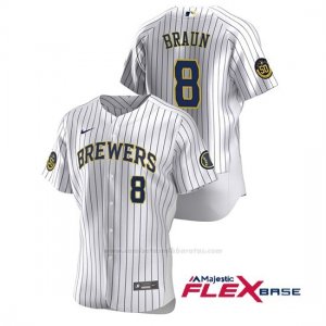Camiseta Beisbol Hombre Milwaukee Brewers Ryan Braun Autentico 2020 Primera Blanco
