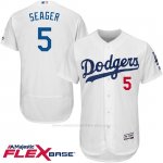 Camiseta Beisbol Hombre Los Angeles Dodgers Corey Seager 5 Blanco Flex Base Autentico Coleccion Jugador
