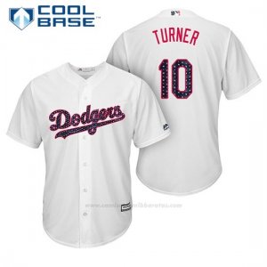 Camiseta Beisbol Hombre Los Angeles Dodgers 2017 Estrellas y Rayas Justin Turner Blanco Cool Base