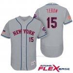 Camiseta Beisbol Hombre New York Mets 2017 Estrellas y Rayas Tim Tebow Gris Flex Base