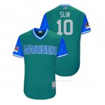 Camiseta Beisbol Hombre Seattle Mariners Cameron Maybin 2018 Llws Players Weekend Slim Aqua