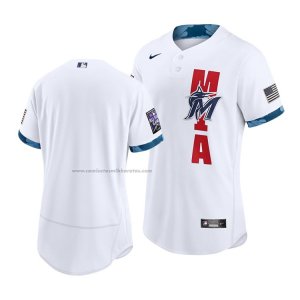 Camiseta Beisbol Hombre Miami Marlins 2021 All Star Autentico Blanco