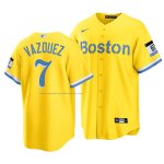 Camiseta Beisbol Hombre Boston Red Sox Christian Vazquez 2021 City Connect Replica Oro