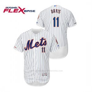 Camiseta Beisbol Hombre New York Mets Rajai Davis 150th Aniversario Patch Autentico Flex Base Blanco