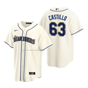 Camiseta Beisbol Hombre Seattle Mariners Diego Castillo Replica Alterno Crema